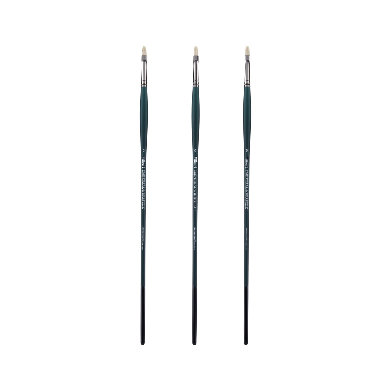 Creative Mark Imperial Professional Chungking Hog Bristle Brush - Filbert Sets of 3, Handmade Long Handle Oil Paint Brushes for Artists, Nickel-Plated Brass Ferrules, Stiff Yet Soft Natural Bristles